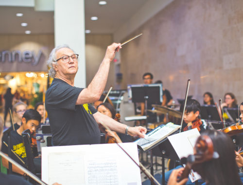 Conductor and kids orchestra