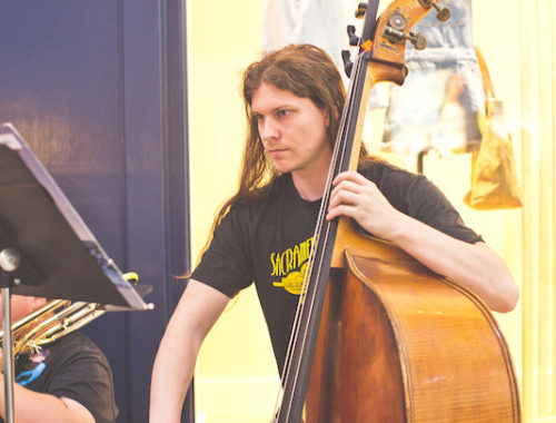 Man playing on the double bass