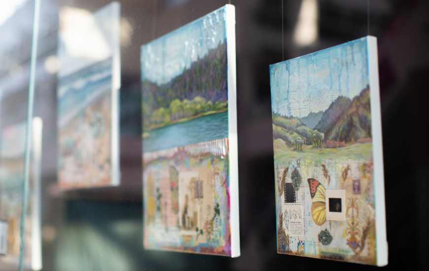 Photo of "Field Notes," an art display by artist Jennifer Keller.